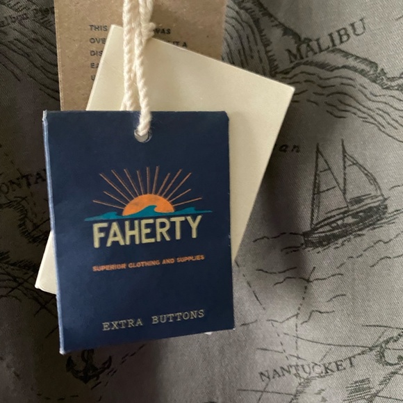 NWT - Faherty Brand Printed Stretch Chino Map Shorts - Size 32 - "Printed Slate" - Picture 4 of 5